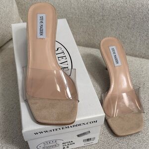 Steve Madden Clear and Tan Heels